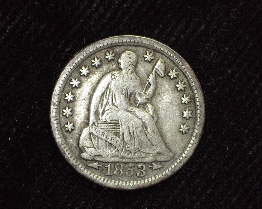 1853 Arrows Liberty Seated Half Dime F - US Coin