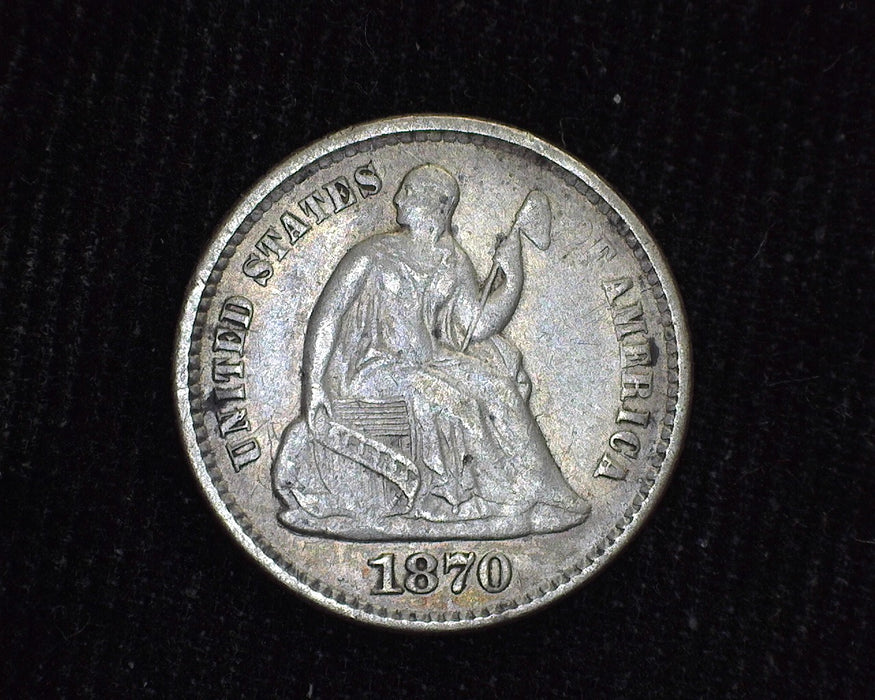 1870 Liberty Seated Half Dime VF - US Coin