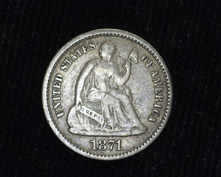 1871 Liberty Seated Half Dime F - US Coin