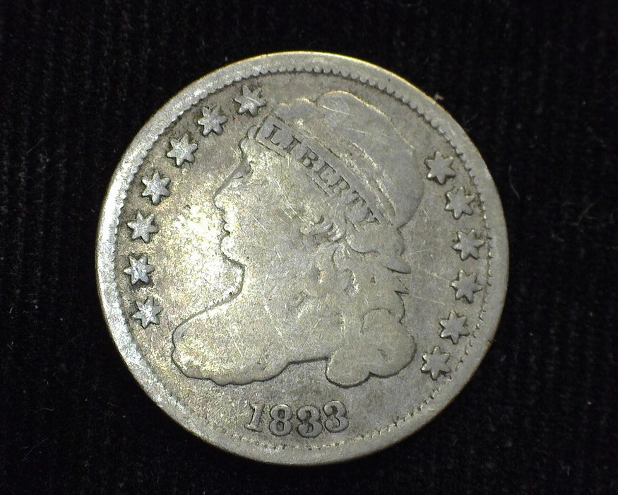 1833 High 3 Capped Bust Dime F - US Coin