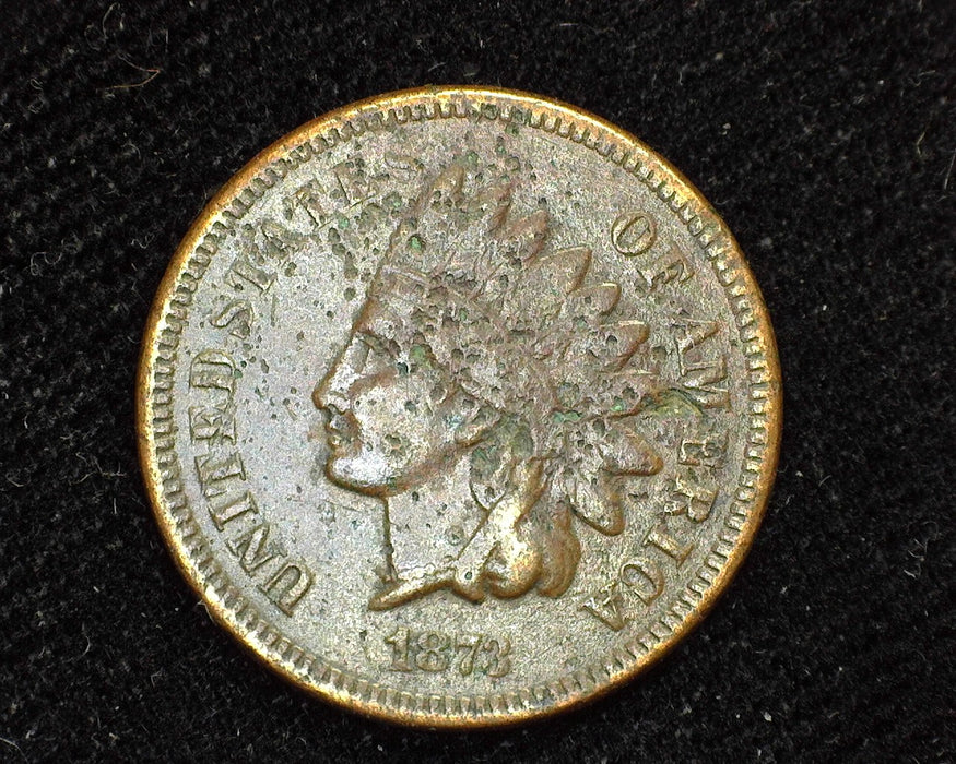 1873 Indian Head Penny/Cent F Pitting - US Coin