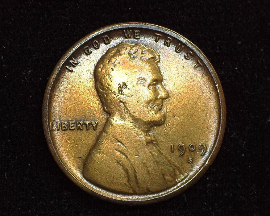 1909 S Lincoln Wheat Cent F Cleaned - US Coin