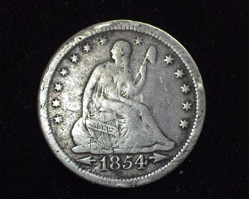 1854 Arrows Liberty Seated Quarter F - US Coin