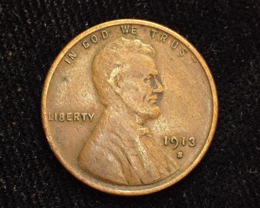 1913 S Lincoln Wheat Cent VG - US Coin