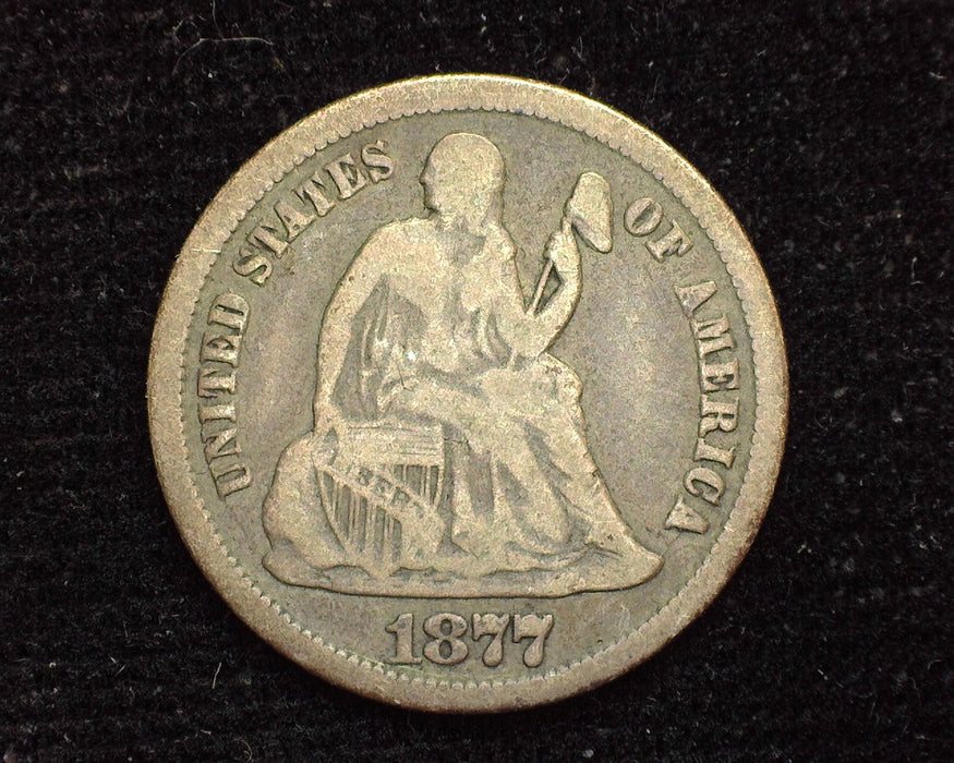 1877 CC Liberty Seated Dime F - US Coin