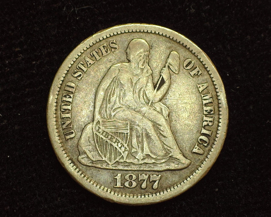 1877 CC Liberty Seated Dime F - US Coin