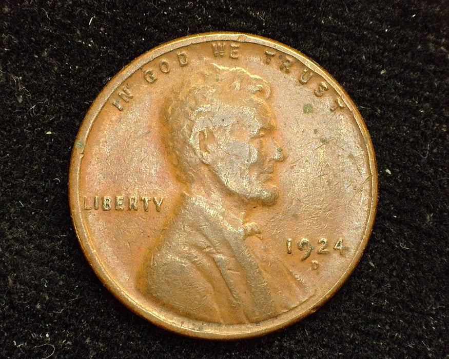 1924 D Lincoln Wheat Cent F - US Coin