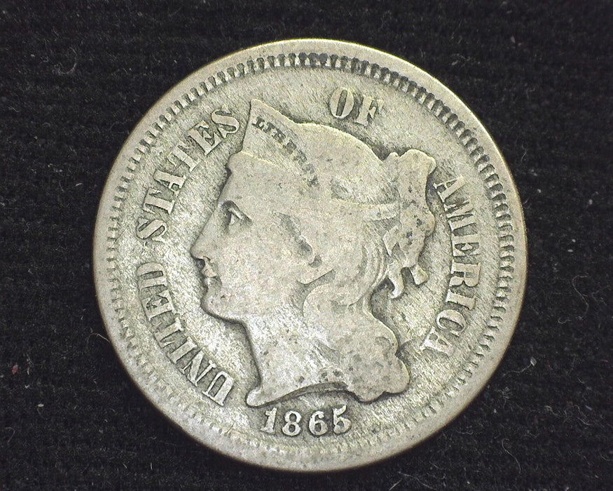 1865 Three Cent Nickel VG - US Coin