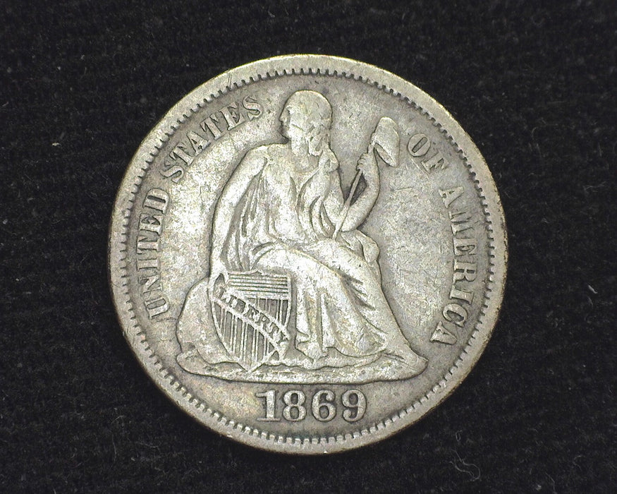 1869 S Liberty Seated Dime F - US Coin