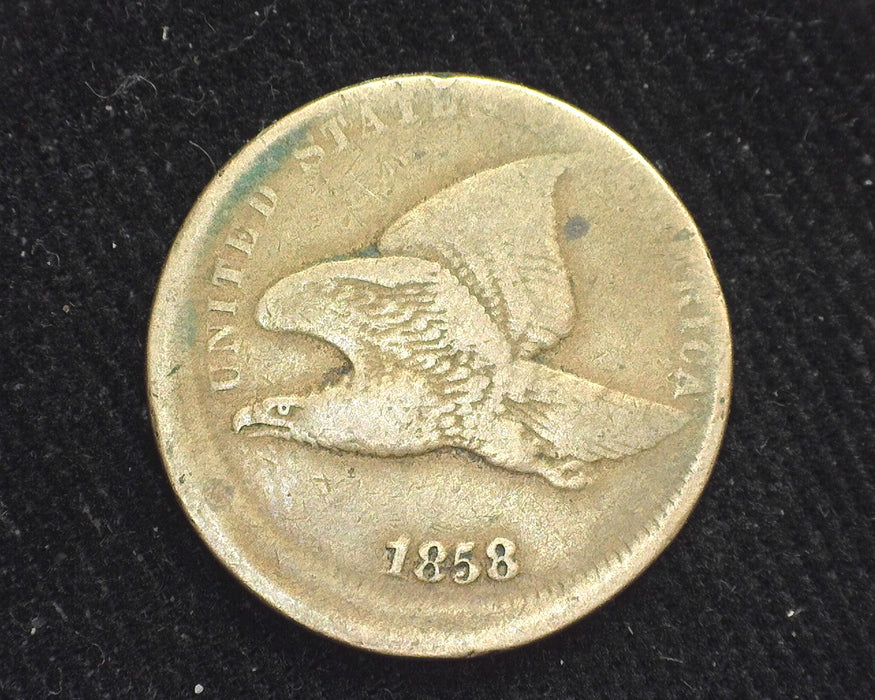 1858 Flying Eagle Penny/Cent Off center. F - US Coin