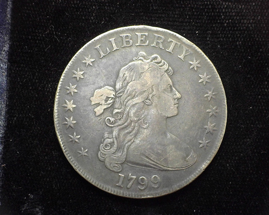 1799 Draped Bust Dollar 13 Stars F Nice strike natural color choice - US Coin