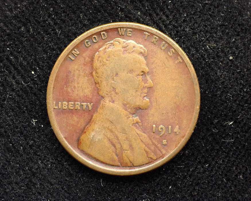 1914 S Lincoln Wheat Penny/Cent F - US Coin