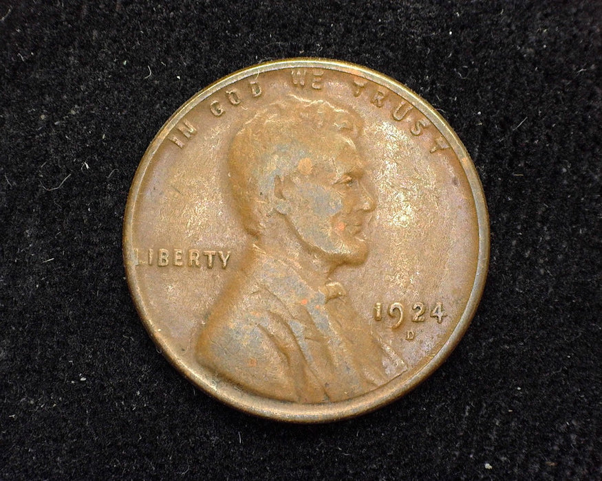 1924 D Lincoln Wheat Penny/Cent F - US Coin