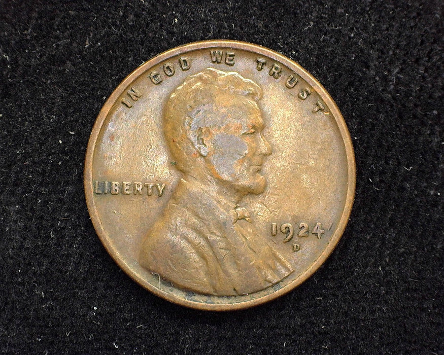 1924 D Lincoln Wheat Penny/Cent F - US Coin