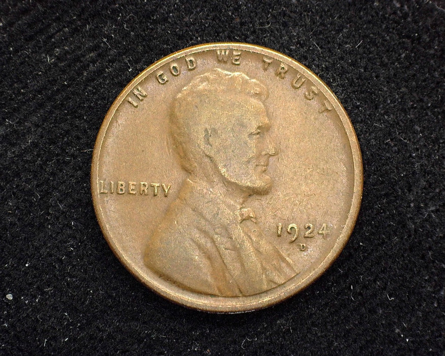 1924 D Lincoln Wheat Penny/Cent F - US Coin