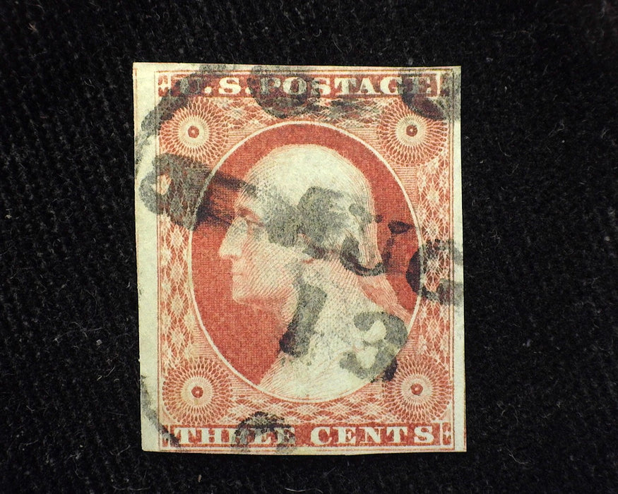 #11a Just 4 margin stamp. Black Plug cancel. VF Used US Stamp