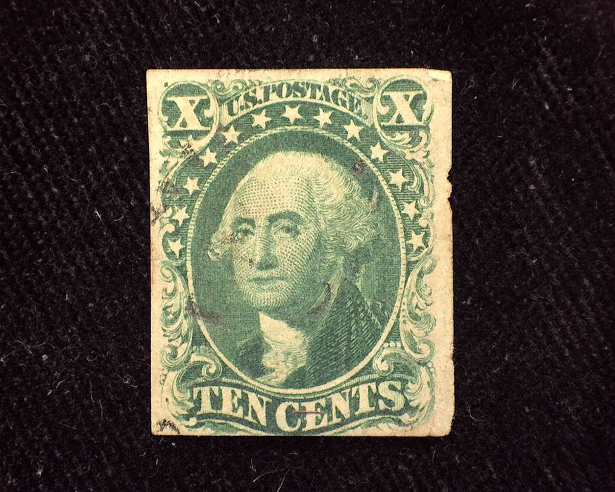 #14 Just 4 margin stamp. Very faint Black Town cancel. Repaired corner. Used F/VF US Stamp