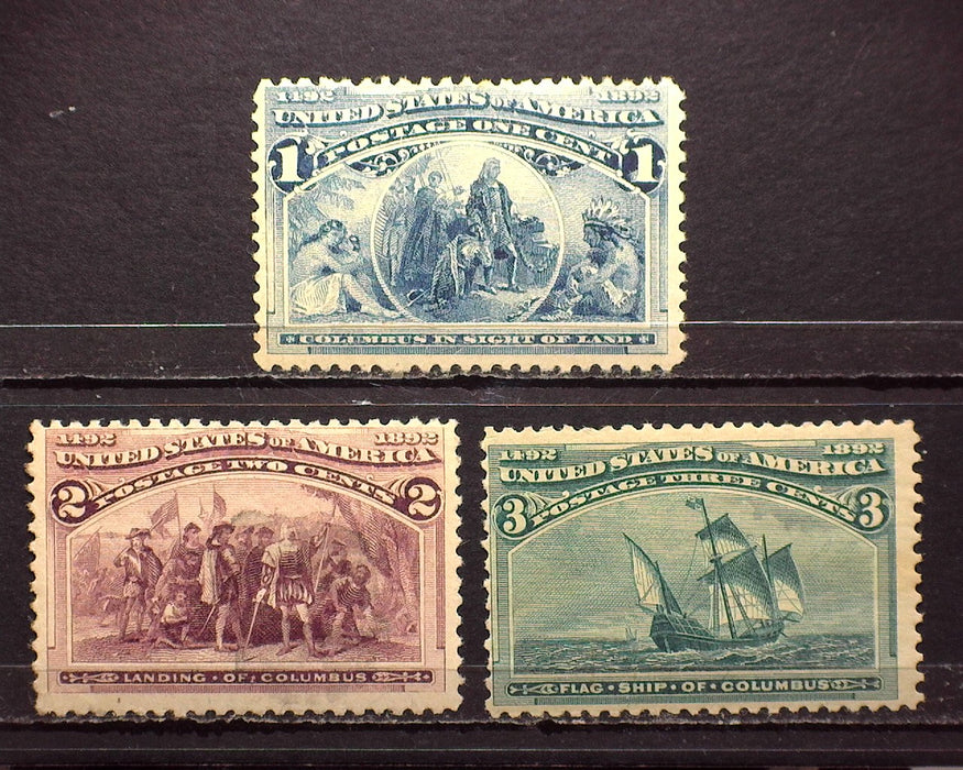 #230-232 1893 Columbian Issue. 230 & 232 LH 231 NH Mint F US Stamp