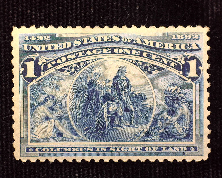 #230 1 Cent Columbian Mint VF LH US Stamp