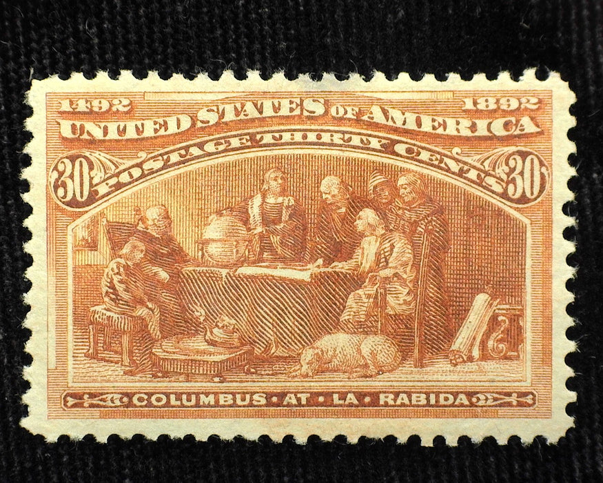 #239 30 Cent Columbian. Two blind perfs punched out thin. Great appearance. Mint XF LH US Stamp