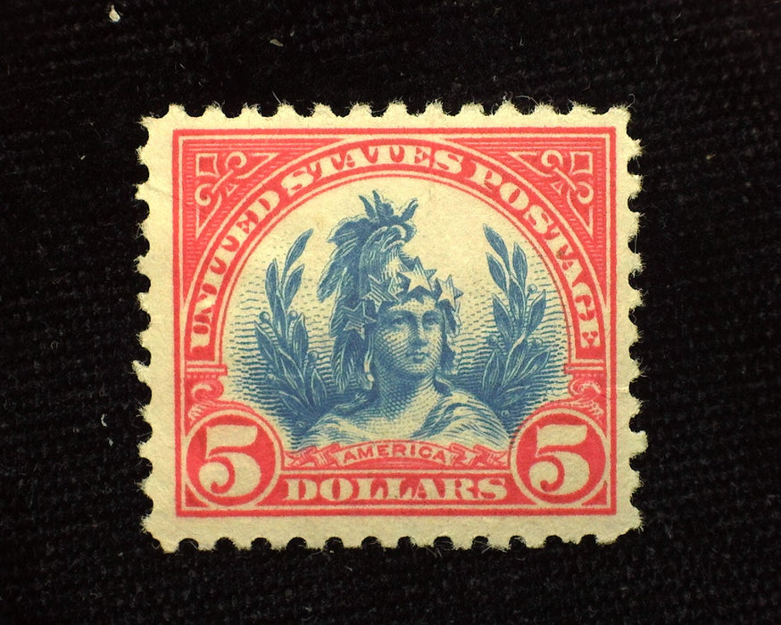 #573 $5.00 Internal paper wrinkle. Mint VF/XF NH US Stamp