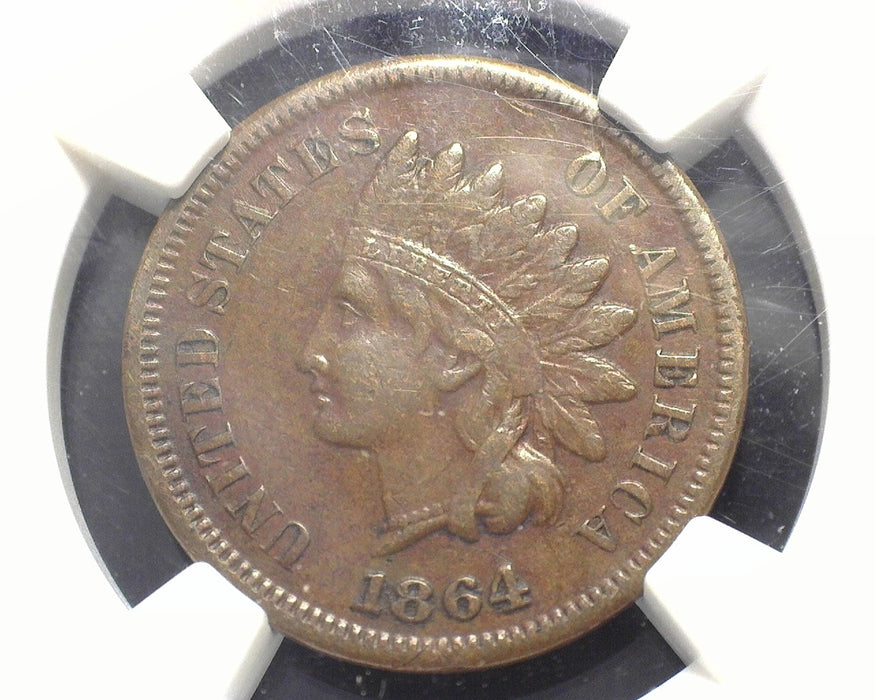 1864 L Bronze Indian Head Penny/Cent NGC AU 53 BN - US Coin