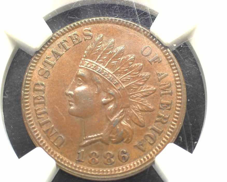 1886 Type 1 Indian Head Penny/Cent NGC AU 58 BN - US Coin