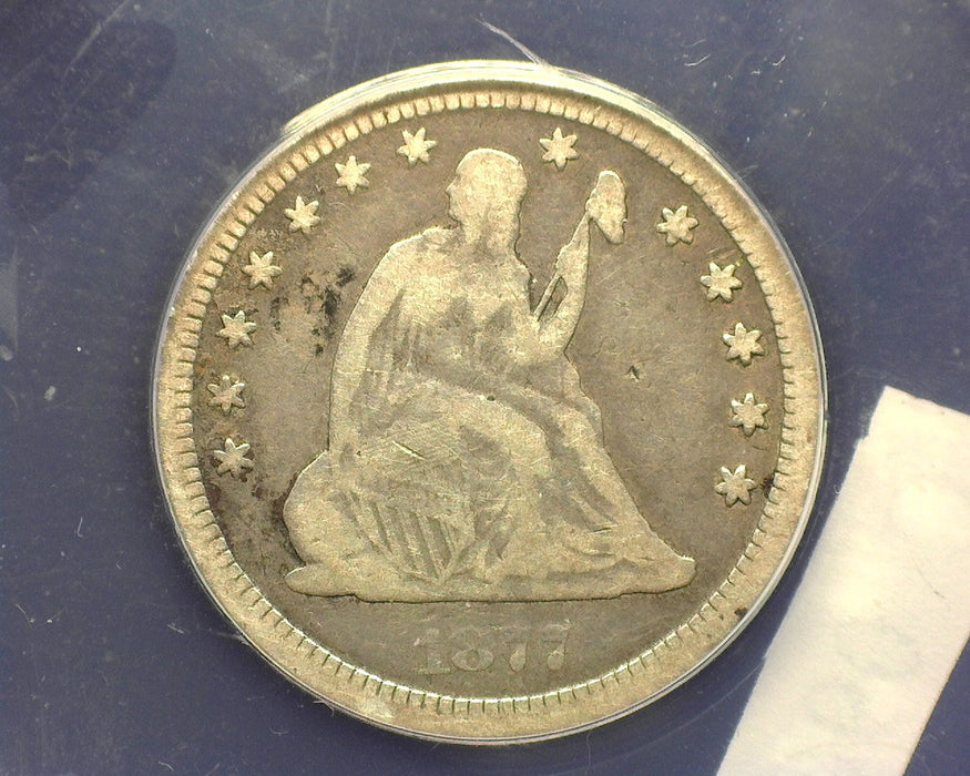 1877 CC Liberty Seated Quarter ANACS F 12 Environmental Damage - US Coin