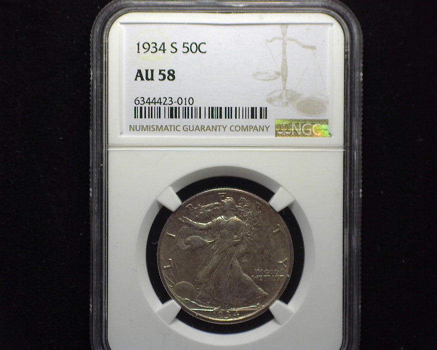 1934 S Liberty Walking Half Dollar NGC AU 58 - US Coin