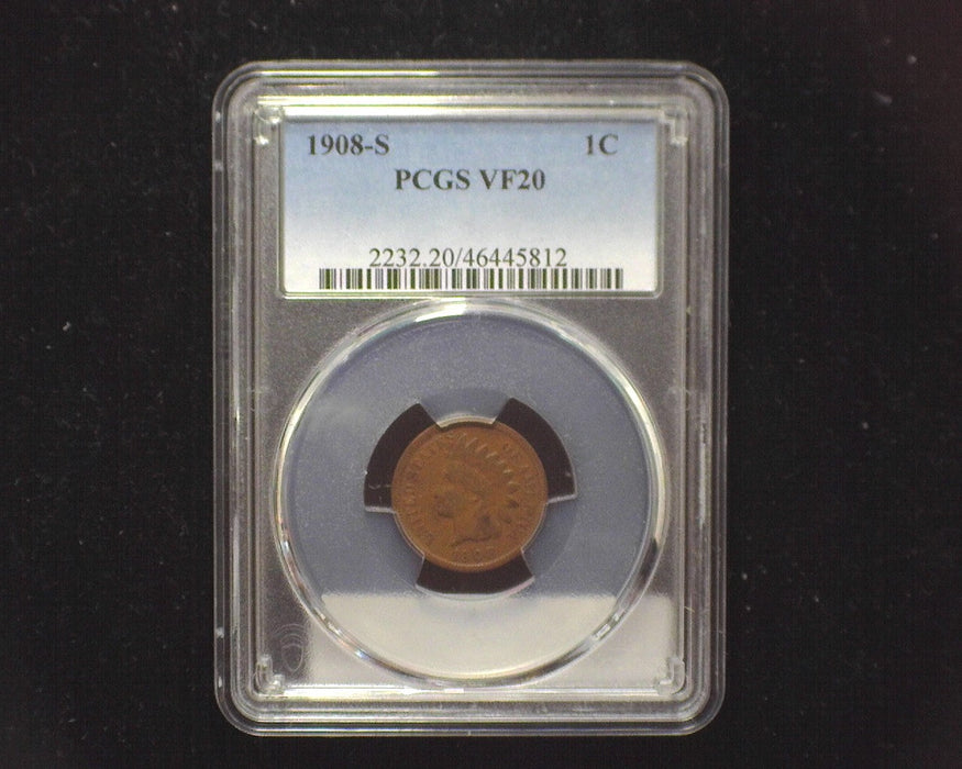 1908 S Indian Head Penny/Cent PCGS VF20 - US Coin