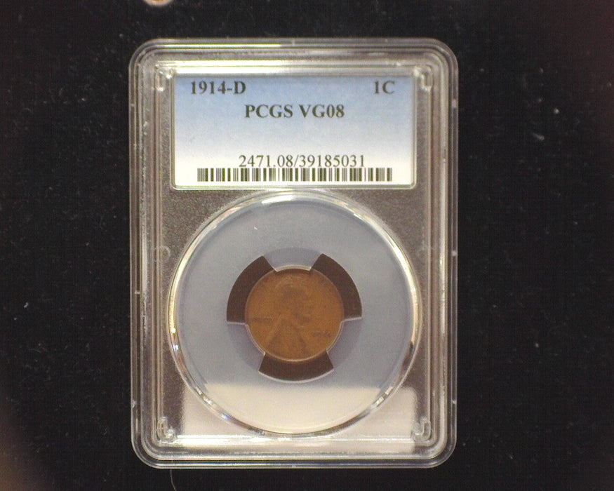 1914 D Lincoln Wheat Penny/Cent PCGS VG08 - US Coin