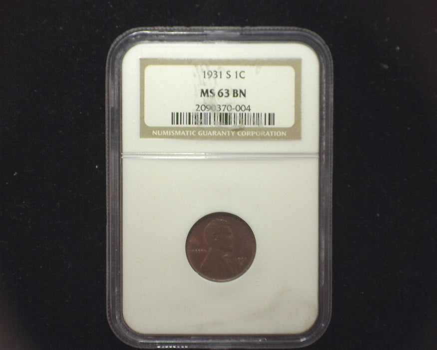 1931 S Lincoln Wheat Penny/Cent NGC MS 63 BN - US Coin