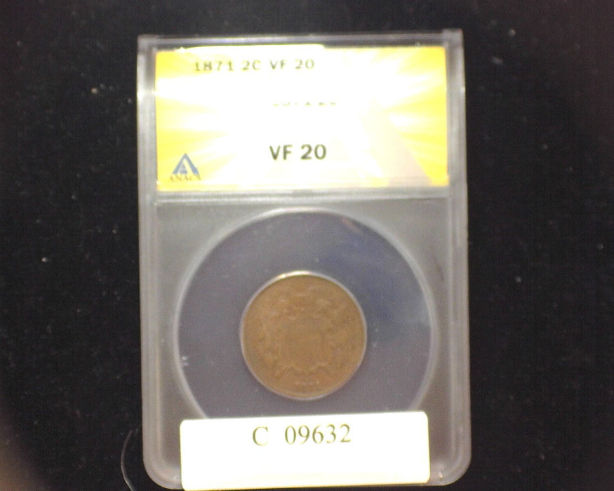 1871 Two Cent Piece ANACS VF 20 - US Coin