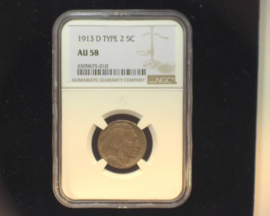 1913 D Type 2 Buffalo Nickel NGC AU58 - US Coin