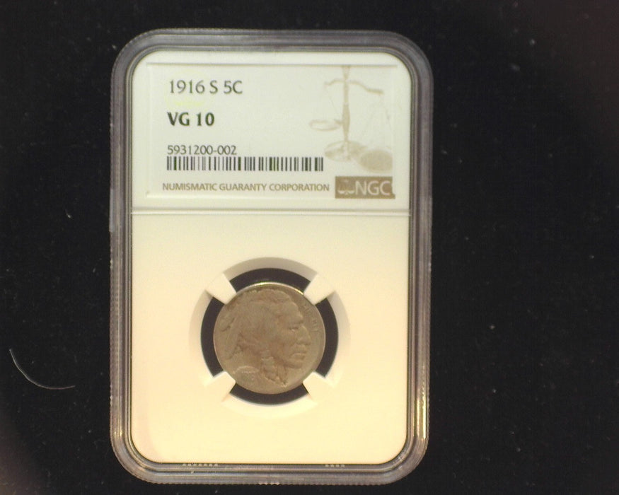 1916 S Buffalo Nickel NGC VG10 - US Coin