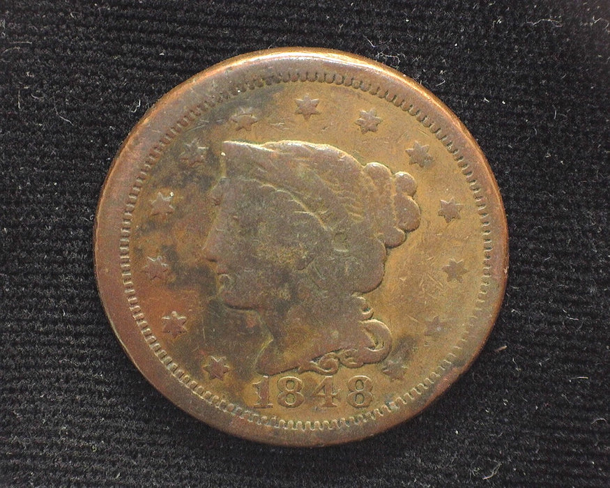 1848 Large Cent Braided Hair Cent VG - US Coin