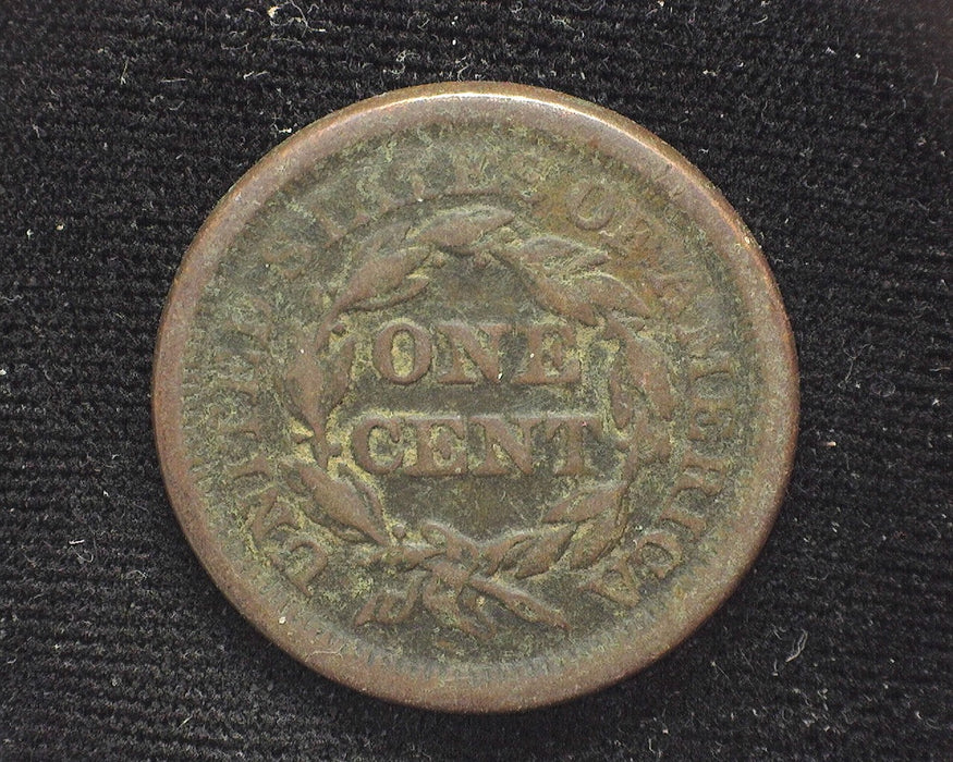 1854 Large Cent Braided Hair Cent F Light pitting - US Coin