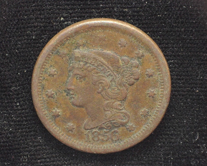 1856 Large Cent Braided Hair Cent VF Pitting - US Coin