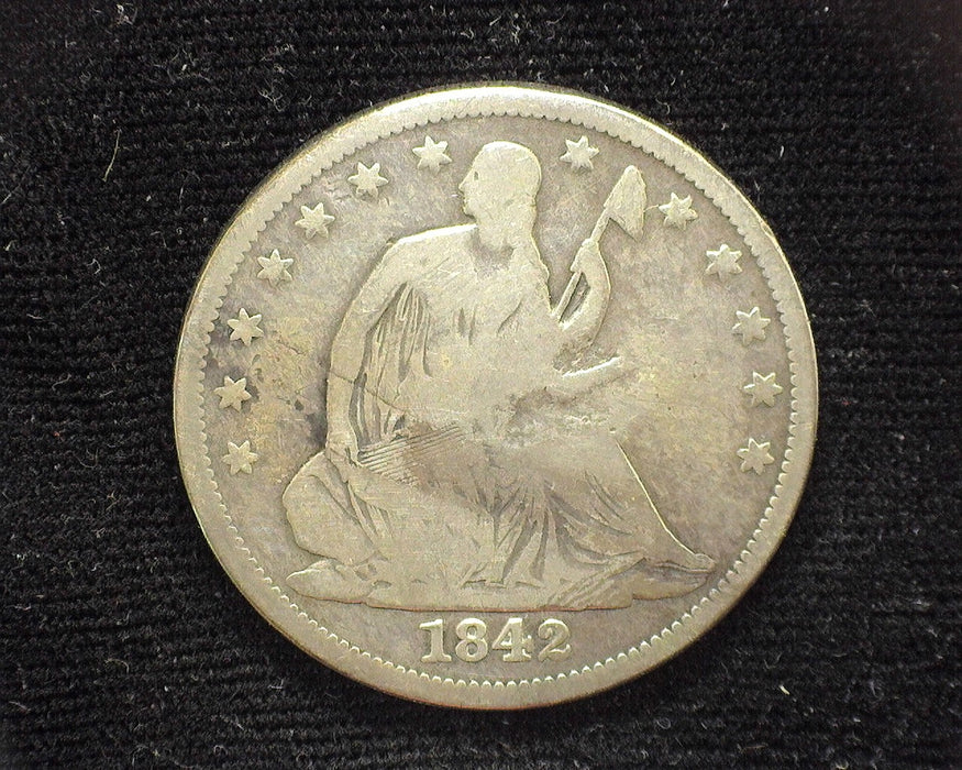 1842 Seated Liberty Half Dollar VG Center bend - US Coin