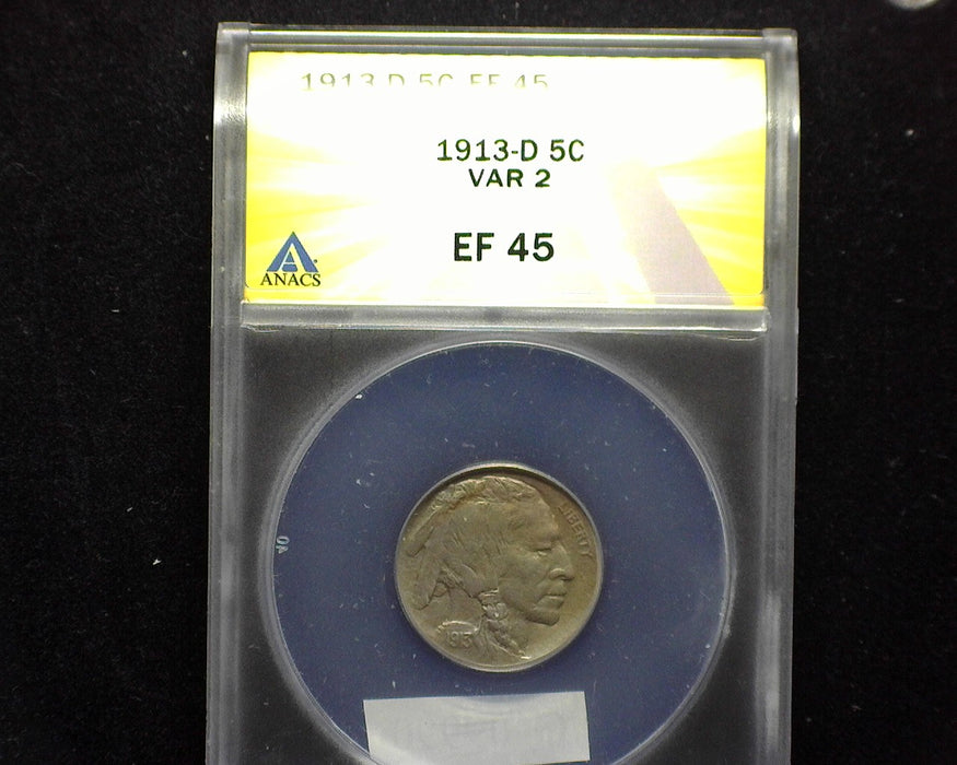 1913 D Buffalo Nickel ANACS EF 45 Var 2 - US Coin