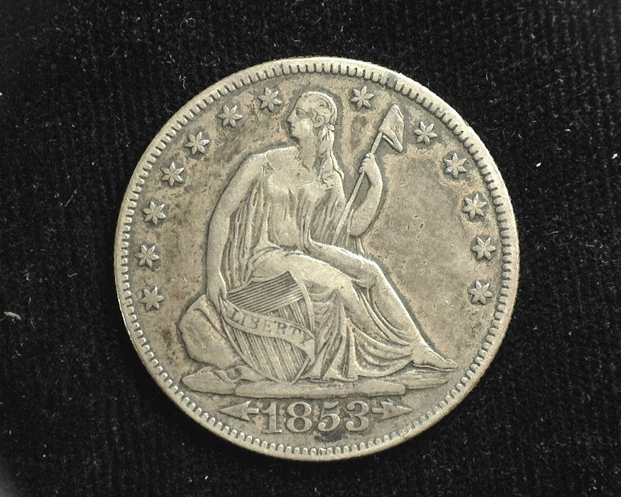 1853 Arrows & Rays Seated Liberty Half Dollar VF - US Coin