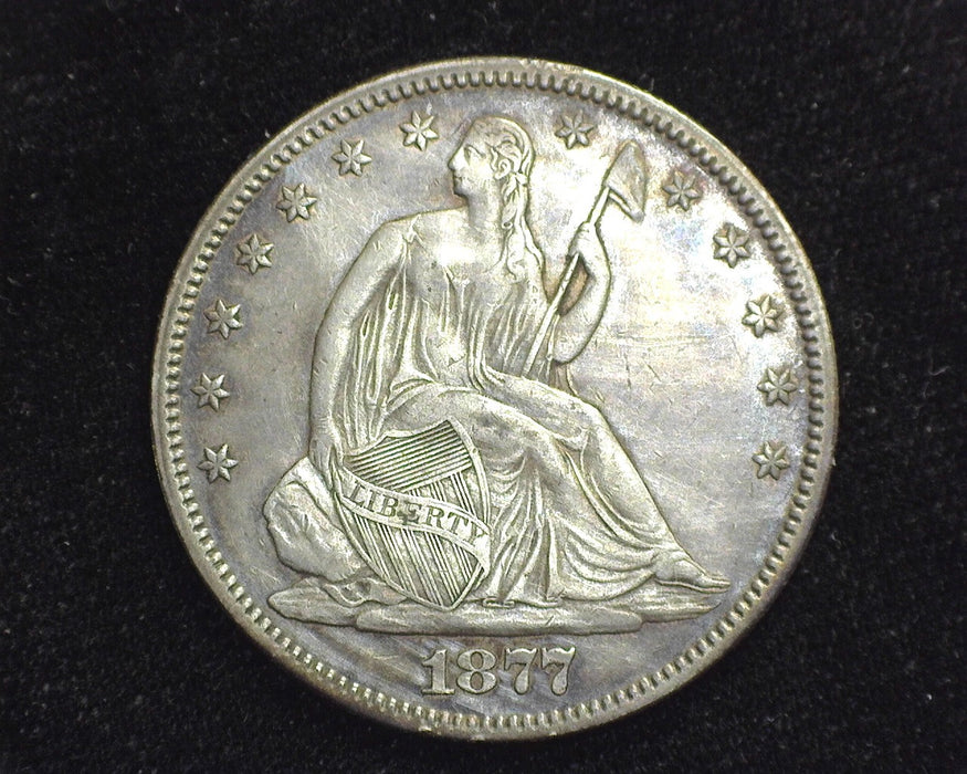 1877 Seated Liberty Half Dollar Abrasions XF - US Coin