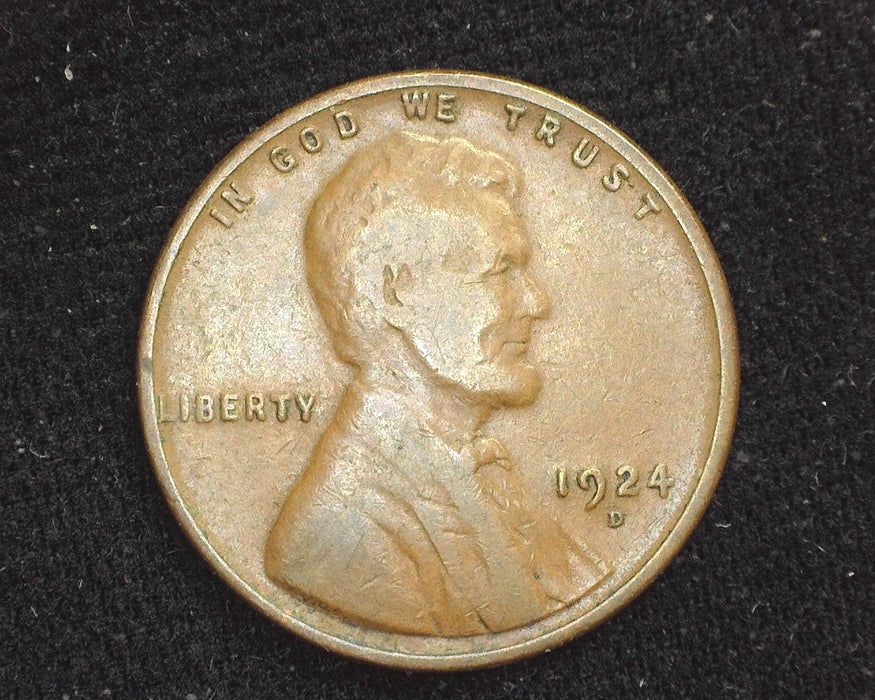 1924 D Lincoln Wheat Penny/Cent F - US Coin