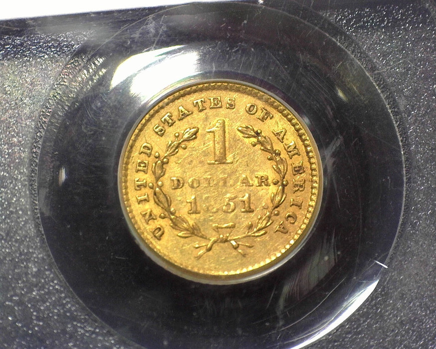 1851 $1.00 Gold Piece PCGS AU-50 - US Coin