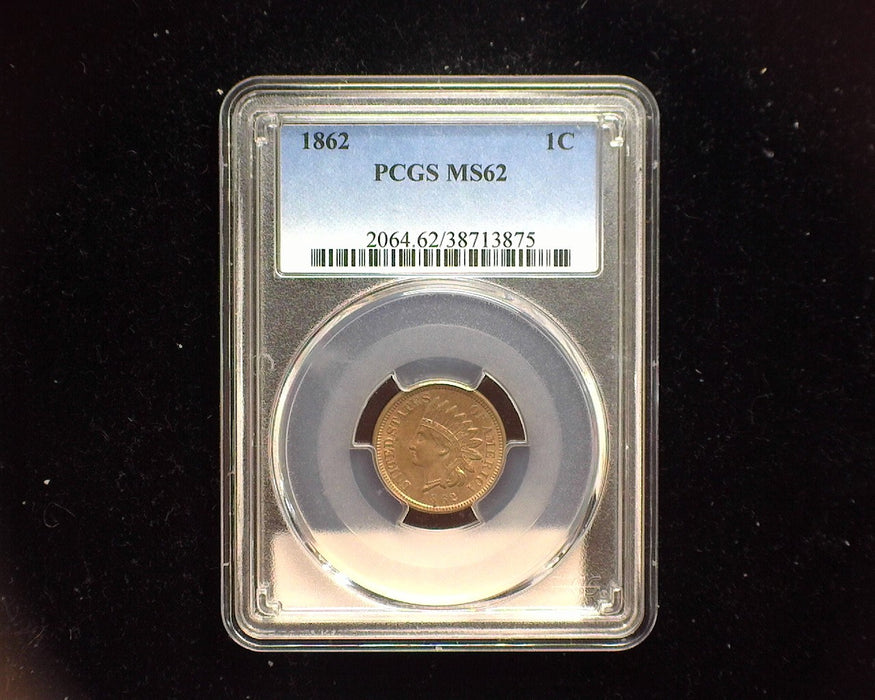 1862 Indian Head Penny/Cent Partly red., PCGS MS62 - US Coin