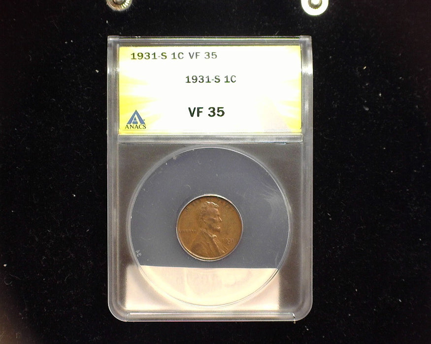 1931 S Lincoln Wheat Penny/Cent ANACS VF MS35 - US Coin