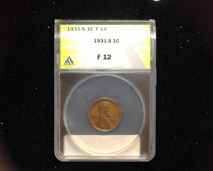 1931 S Lincoln Wheat Penny/Cent ANACS F 12 - US Coin