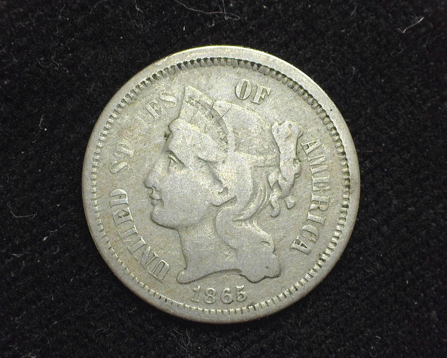 1865 Three Cent Nickel F - US Coin