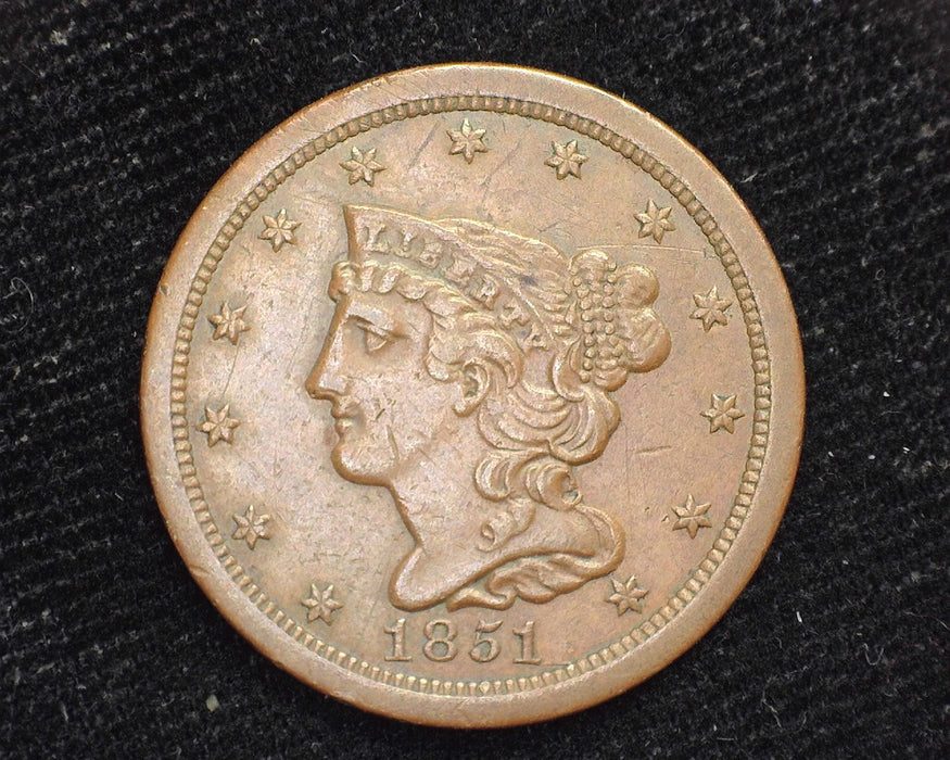 1851 Braided Hair Half Cent XF - US Coin