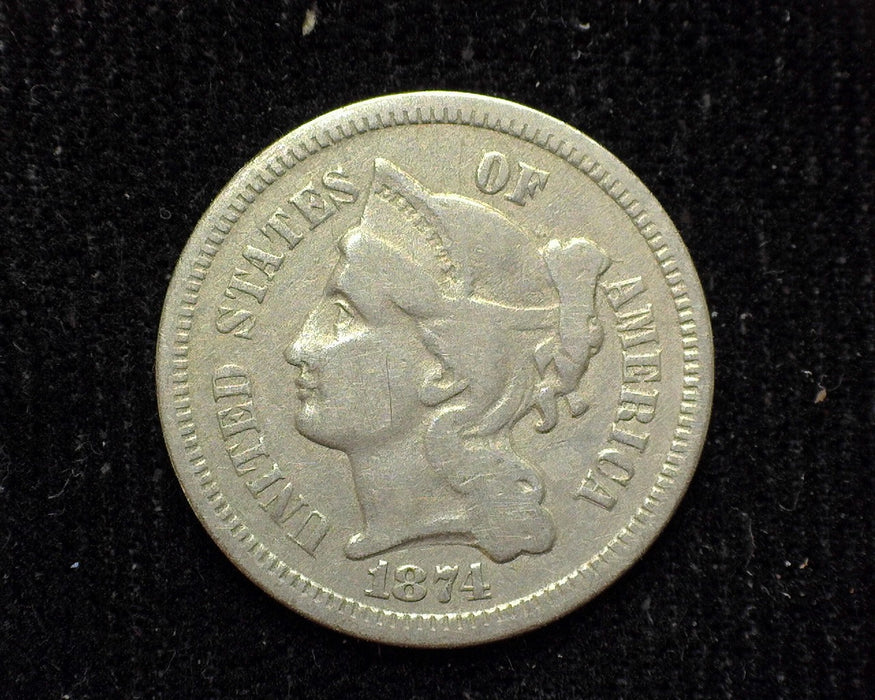 1874 Three Cent Nickel F - US Coin